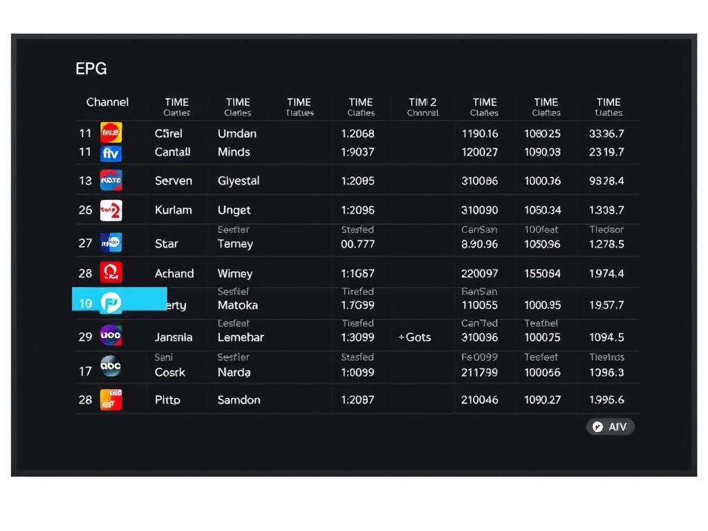 Classic grid-based EPG interface with channels and time slots