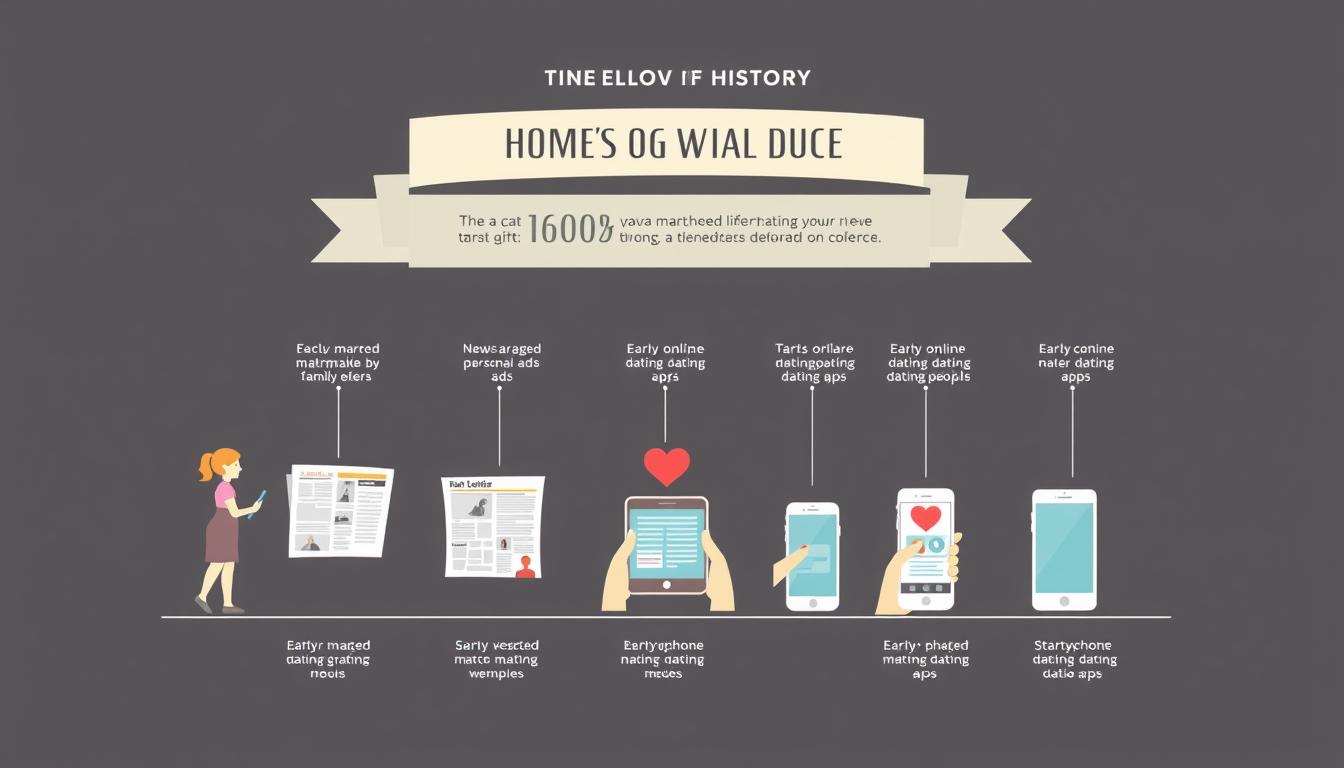 Timeline showing evolution from traditional matchmaking to modern dating apps