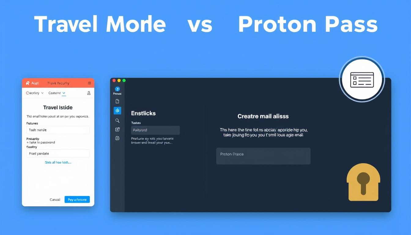 1Password Travel Mode and Proton Pass email aliases features highlighted