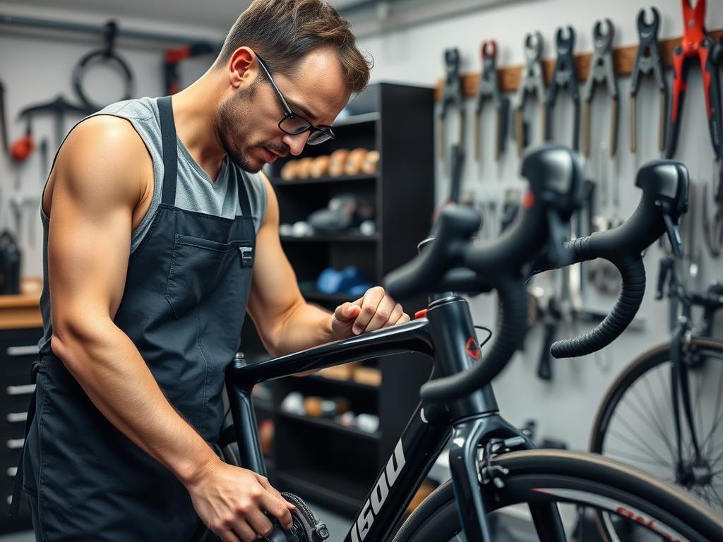 Las Mejores Tiendas De Ciclismo En Madrid: Guía Definitiva Con Mapa Interactivo 8 Mecánico Ajustando Una Bicicleta En Una De Las Mejores Tiendas De Ciclismo En Madrid