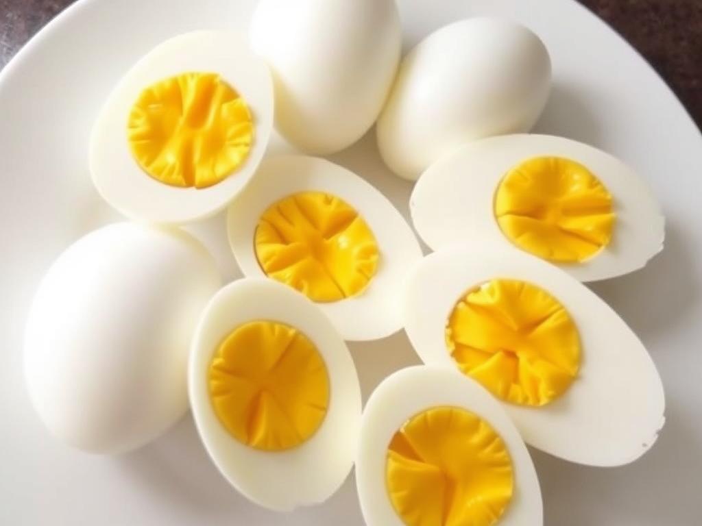 بيض مسلوق مقطع إلى نصفين