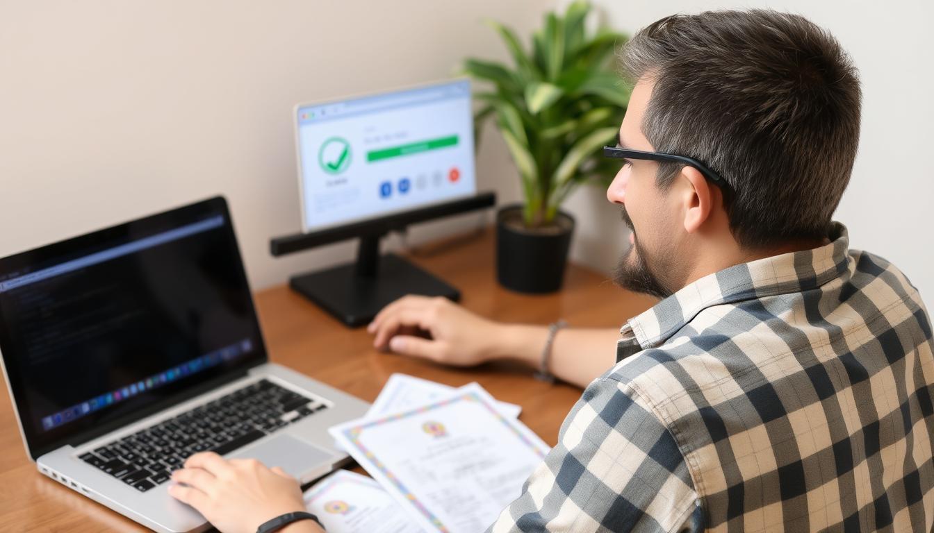 Person successfully checking RTPS Bihar application status on laptop