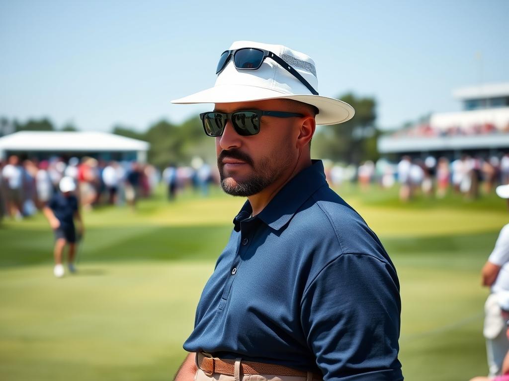 Man wearing coordinated golf hat and sunglasses at PGA Championship
