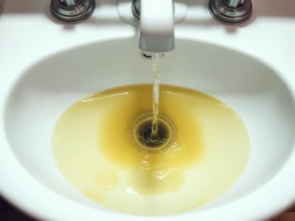 Slow draining sink with water pooling, indicating septic tank issues
