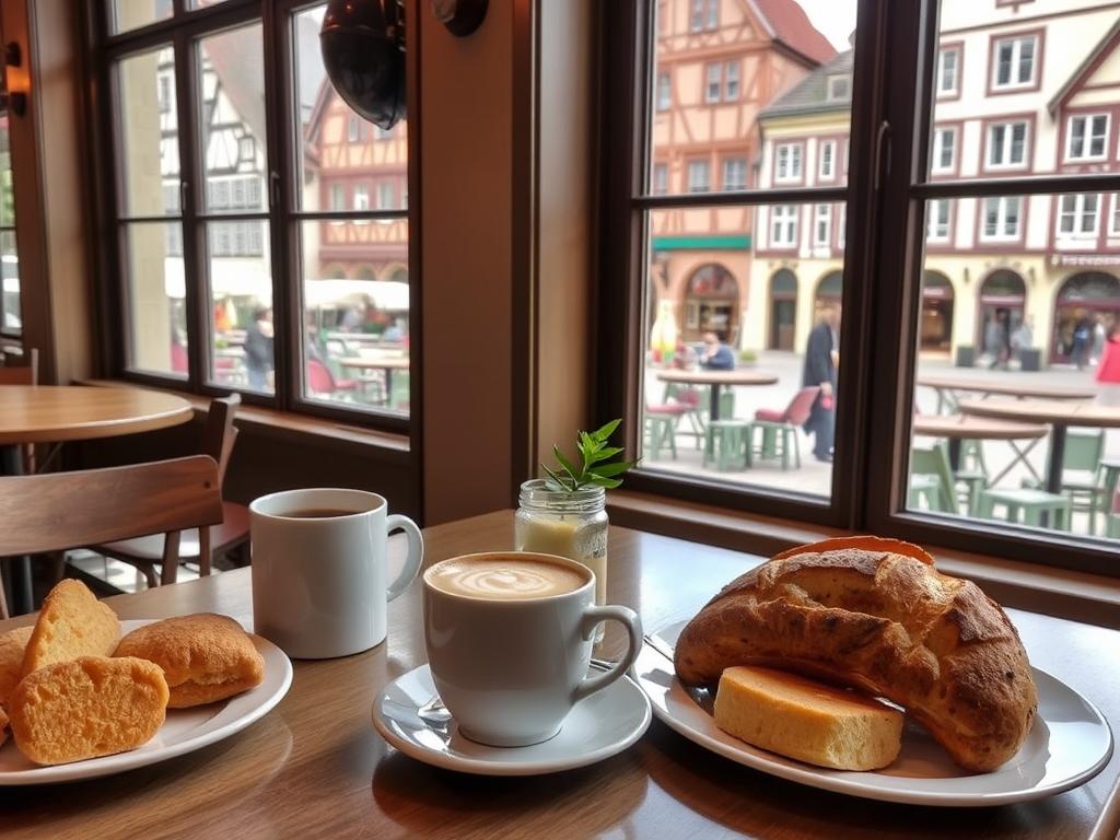 Frühstück im Türmchen Gießen mit Blick auf den Marktplatz