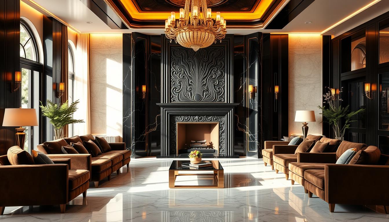 Art-Déco-Interieur mit Ebenholz und Marmor