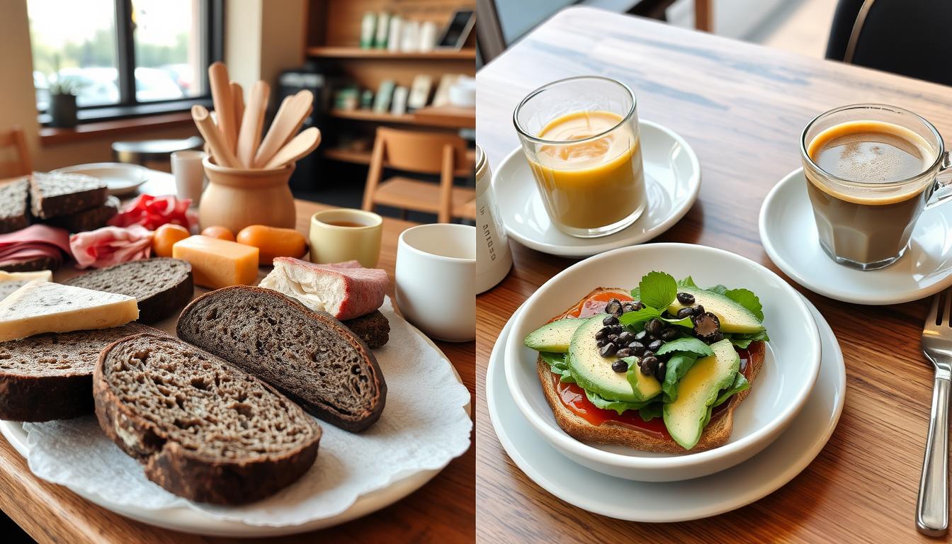 Traditionelles hessisches Frühstück neben modernen Frühstückstrends in Gießen