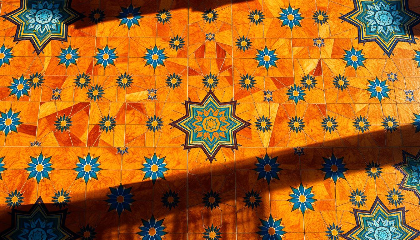 Islamische Fliesenkunst mit polygonalen Mustern