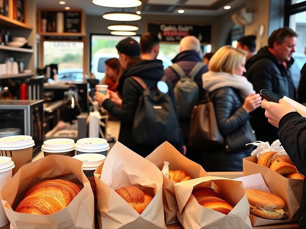 Frühstück to go Optionen in Gießen mit Coffee-to-go und Croissants