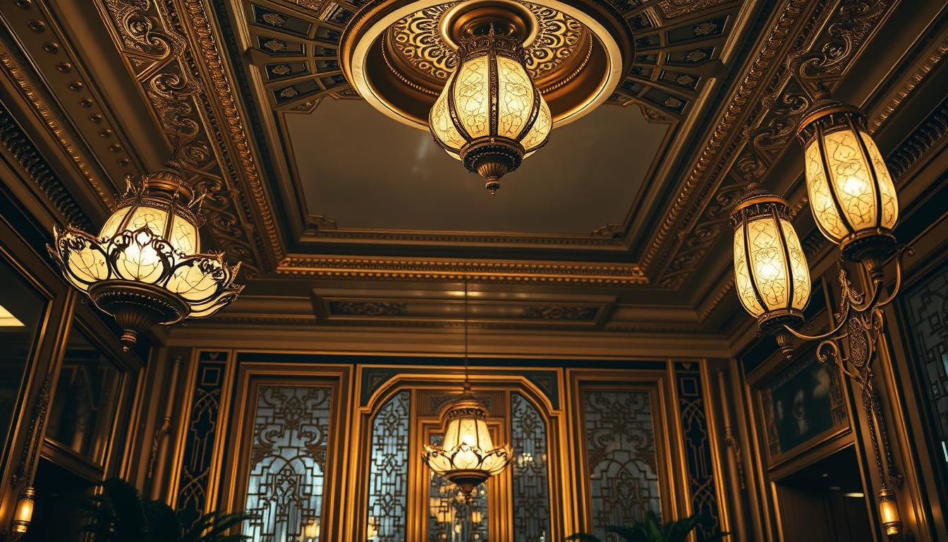 Art-Déco-Leuchten in eleganter Beleuchtung