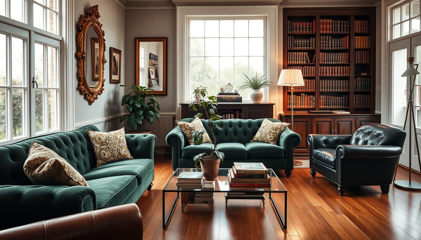 Vintage-Elemente in modernem Wohnzimmer