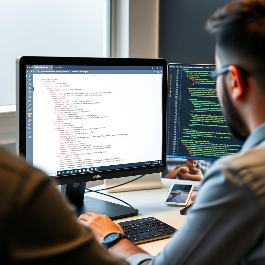Programista kodujący stronę internetową dla firmy z Puław