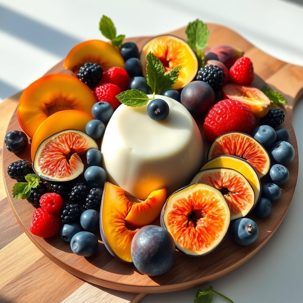 Fresh seasonal fruits with panna cotta