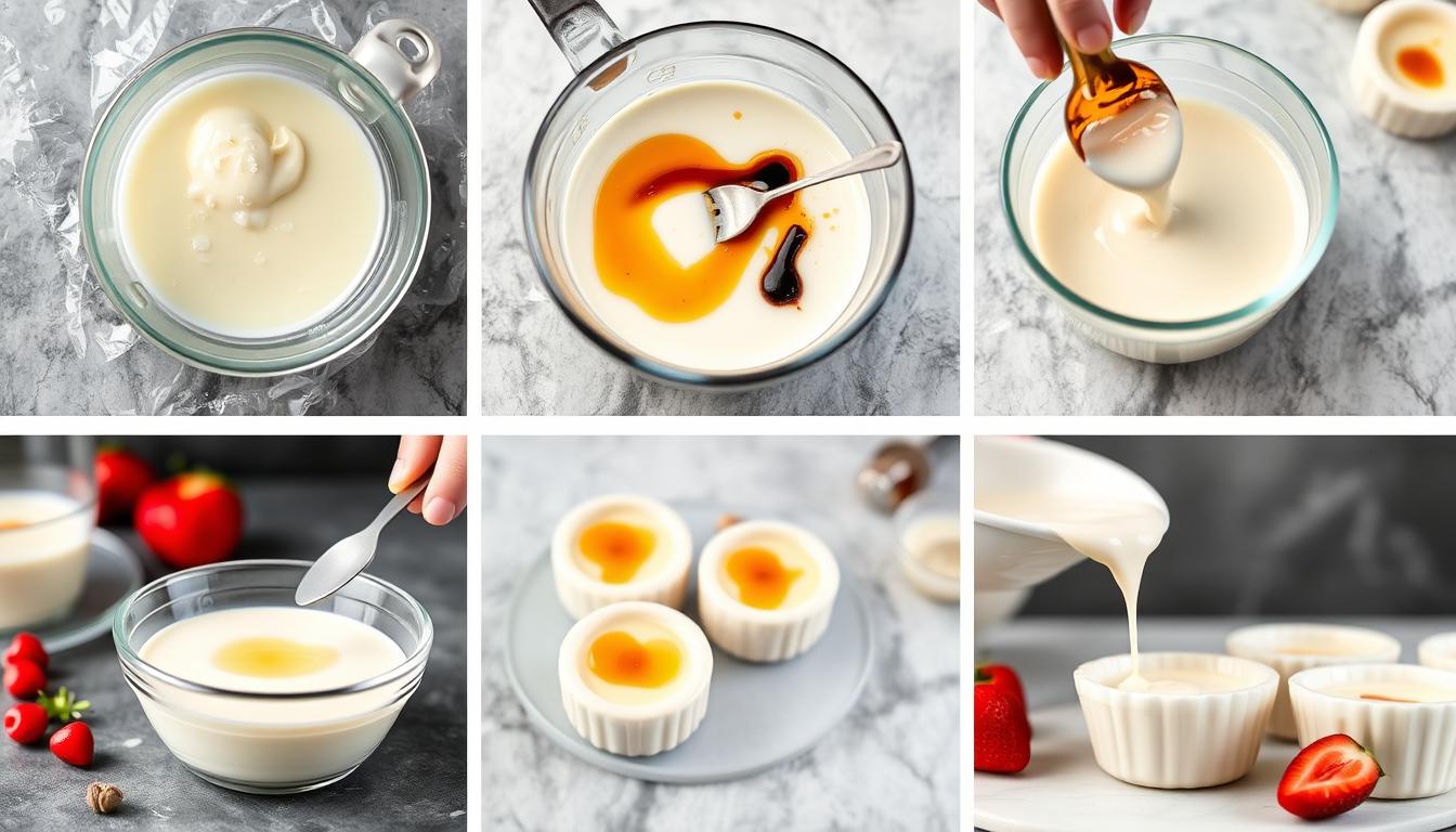 Step-by-step preparation of vanilla panna cotta