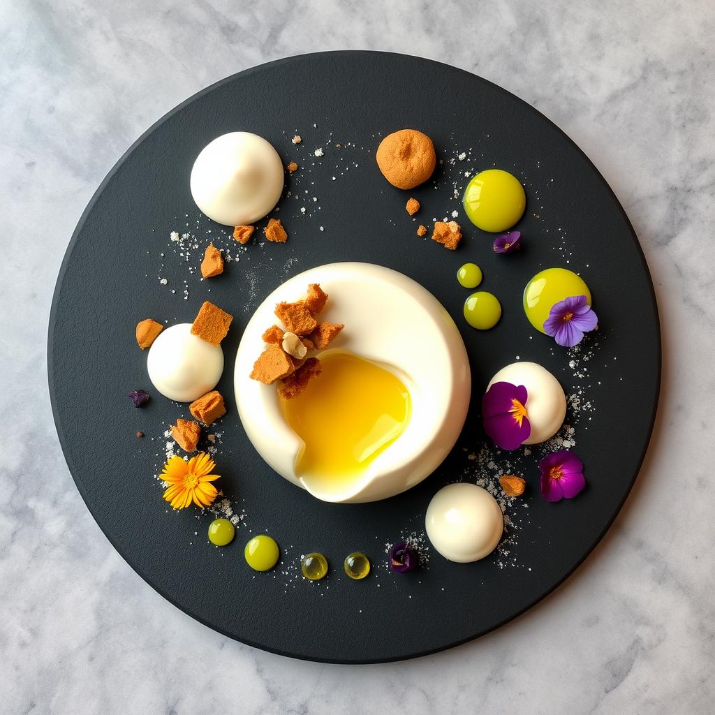 Deconstructed panna cotta dessert