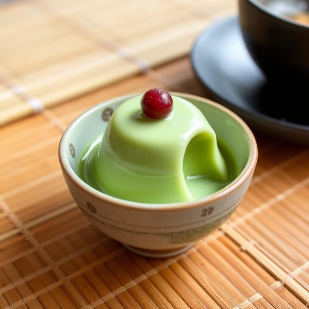 Matcha panna cotta with red bean paste