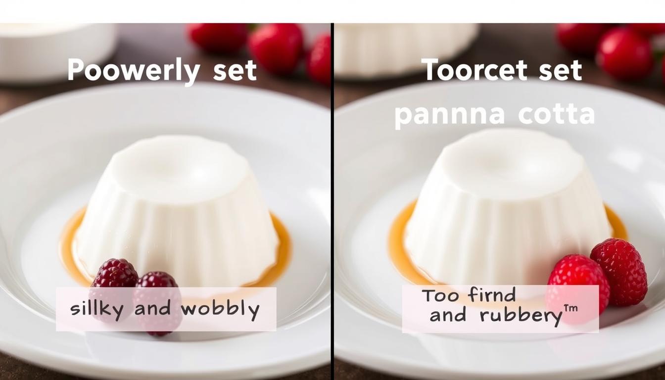 Comparison of properly set vs over-set panna cotta