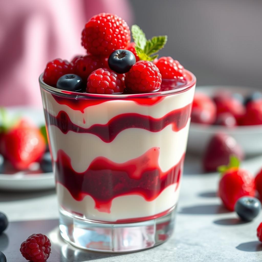 Berry panna cotta with fresh fruits