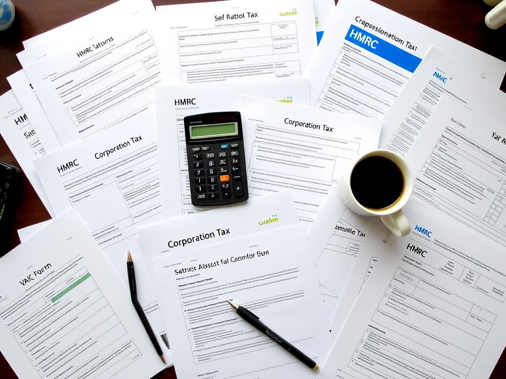Documentos fiscais britânicos e formulários do HMRC para contabilidade