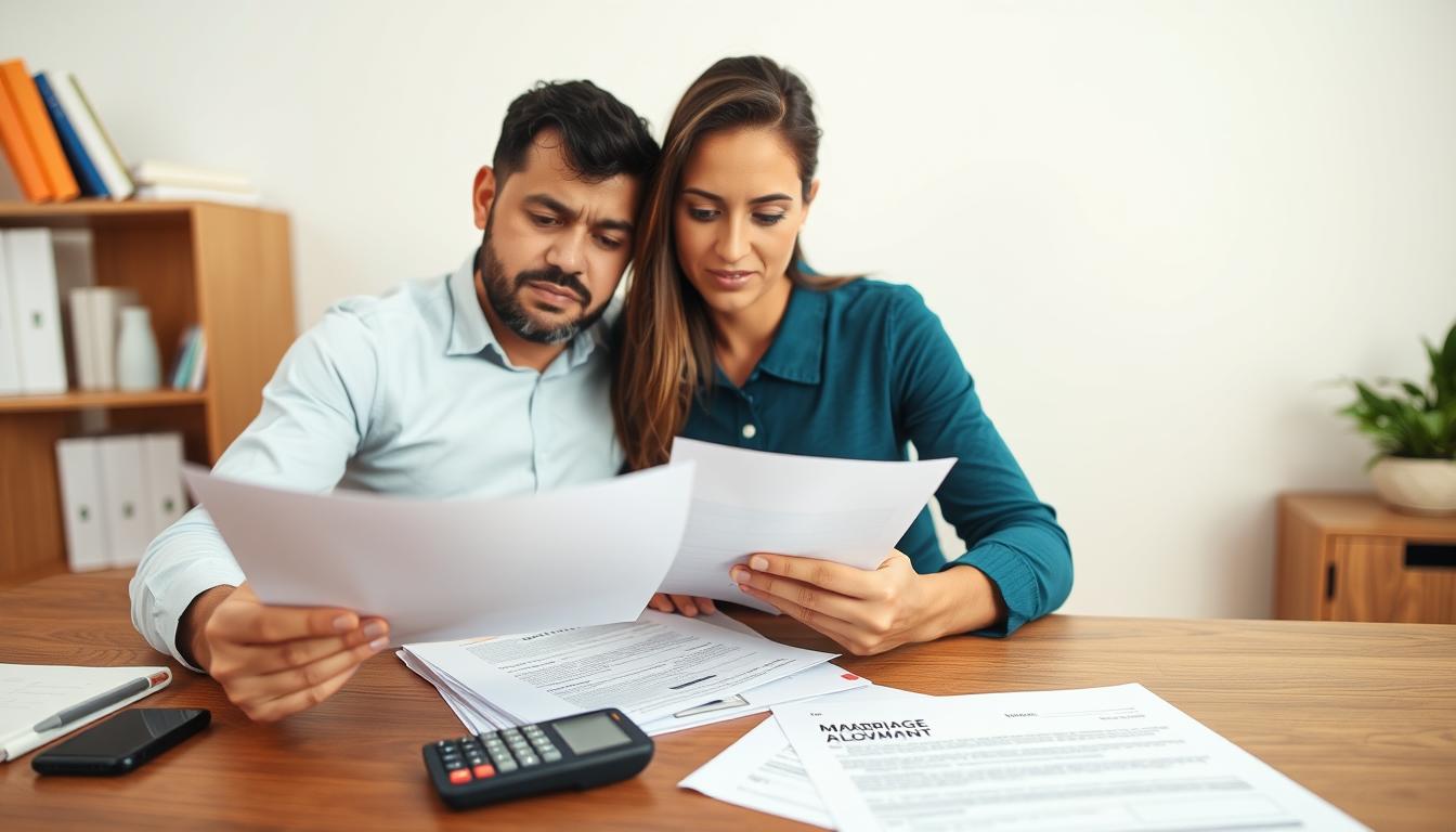 Casal brasileiro consultando documentos fiscais do Marriage Allowance Reino Unido