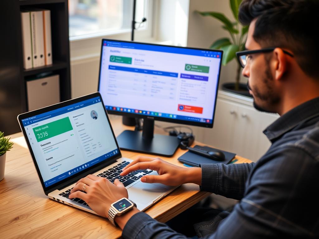 Empreendedor brasileiro utilizando software contábil compatível com MTD no Reino Unido