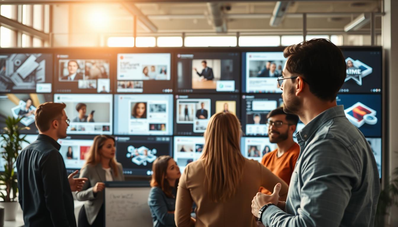A striking visual depicting pre-launch marketing strategies for a startup product. In the foreground, a team of creative professionals brainstorming ideas on a whiteboard, their expressions focused and determined. In the middle ground, a collage of digital screens showcasing social media posts, email campaigns, and targeted advertising concepts. The background is a sleek, modern office space, filled with natural light streaming through large windows. The overall atmosphere conveys a sense of energy, innovation, and anticipation as the team works to generate buzz and build excitement before the product's official launch. Crisp, high-resolution photography with a shallow depth of field, emphasizing the key elements of the scene.