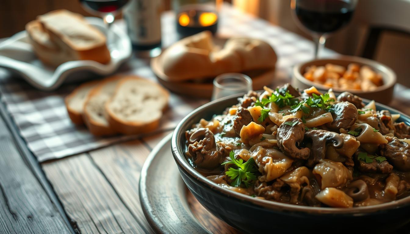 leftover roast beef recipes stroganoff Make a creamy and delicious leftover roast beef stroganoff in just 30 minutes! The perfect way to turn leftover beef into a quick, comforting dinner.