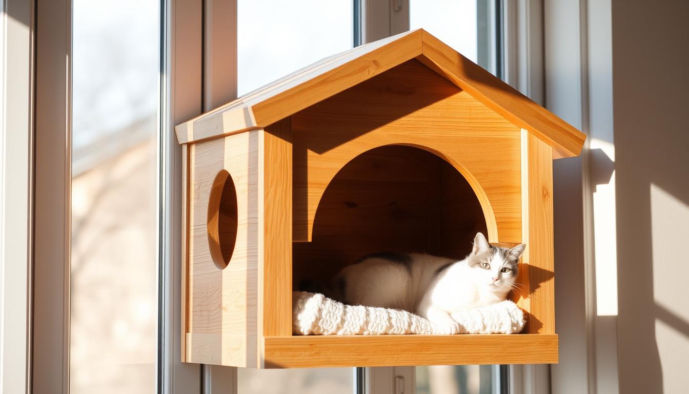Rustic-cabin-style-DIY-wooden-cat-house-for-cats