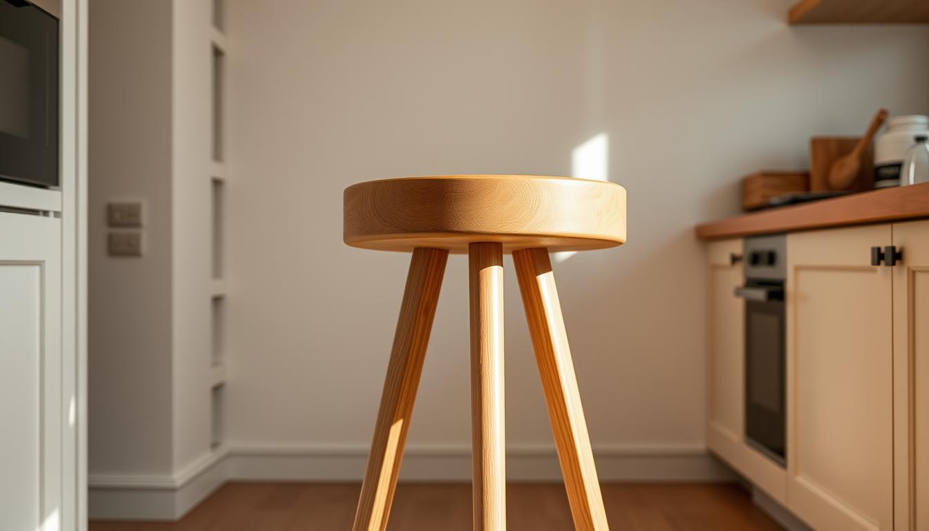 space-saving wooden barstool