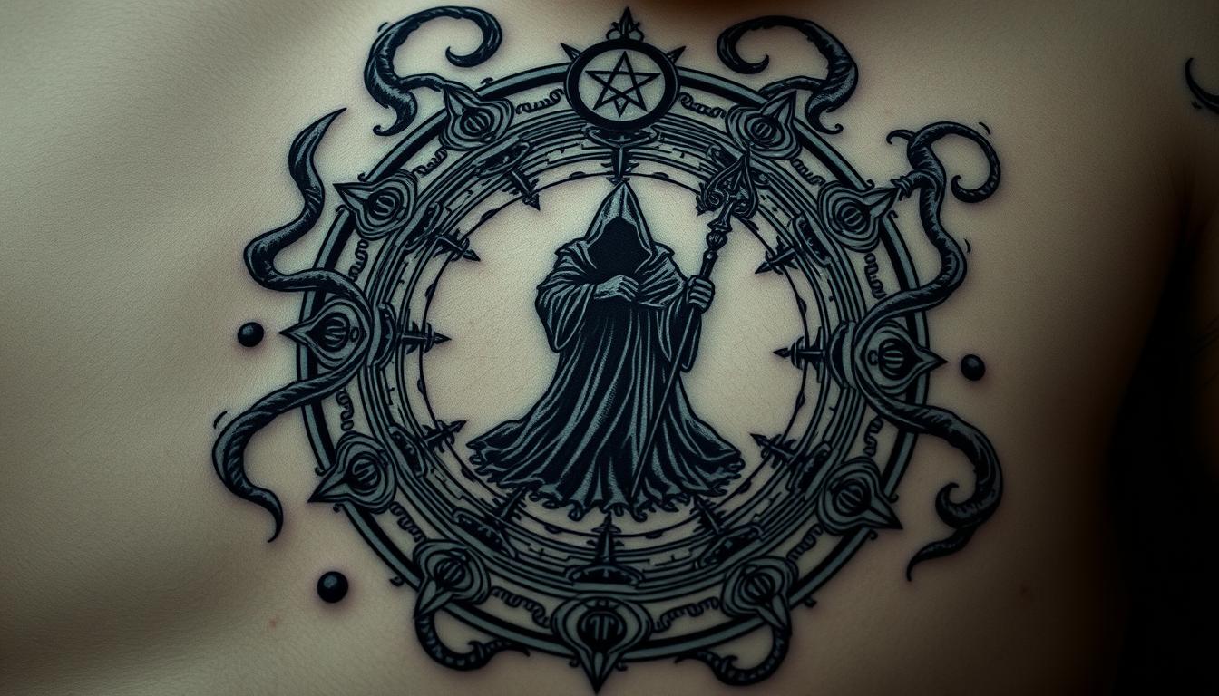 Minimalist-Dark-Wizard-Silhouette-Tattoo-Against-Blood-Moon-Background