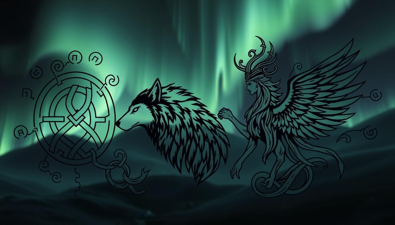 Beautiful-Norse-goddess-Freya-tattoo-with-symbolic-cat-companions-and-feather-cloak