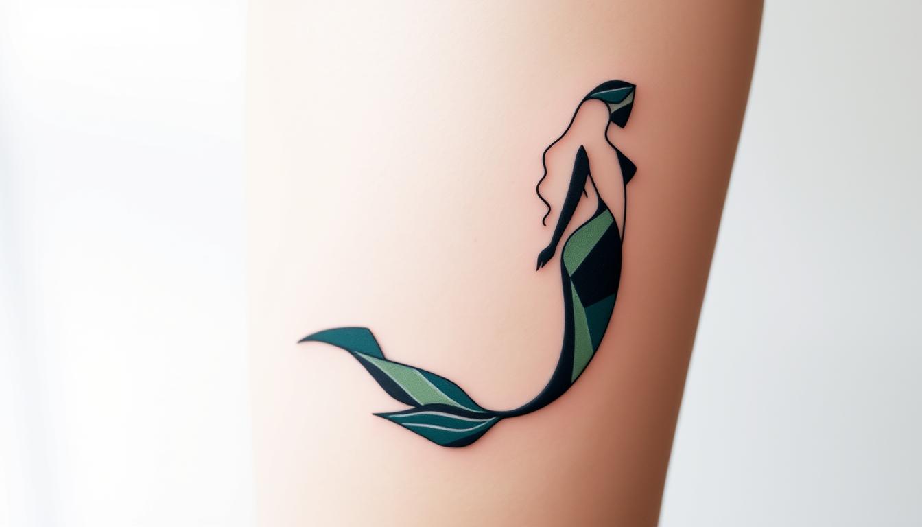 Geometric Mermaid Tattoo Design