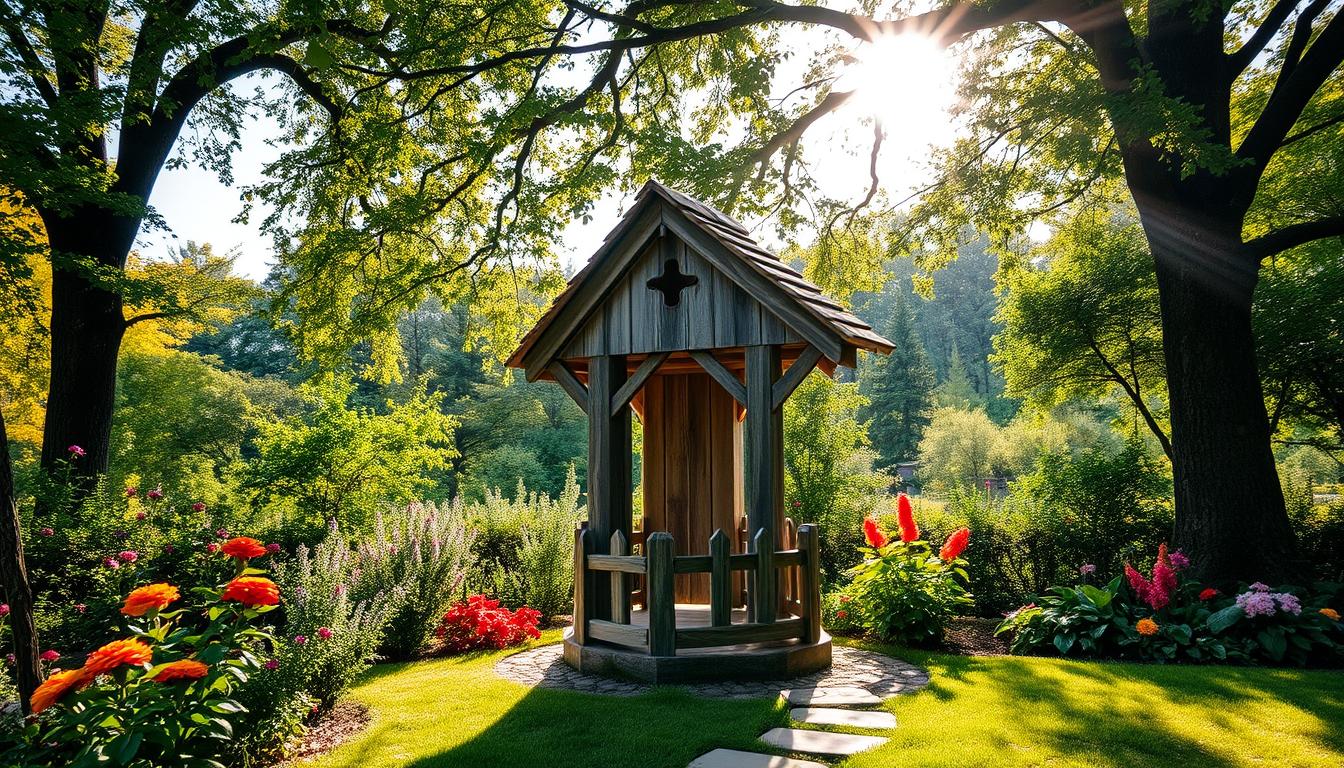 Small-Pine-Wishing-Well-For-Cottage-Garden-Decor