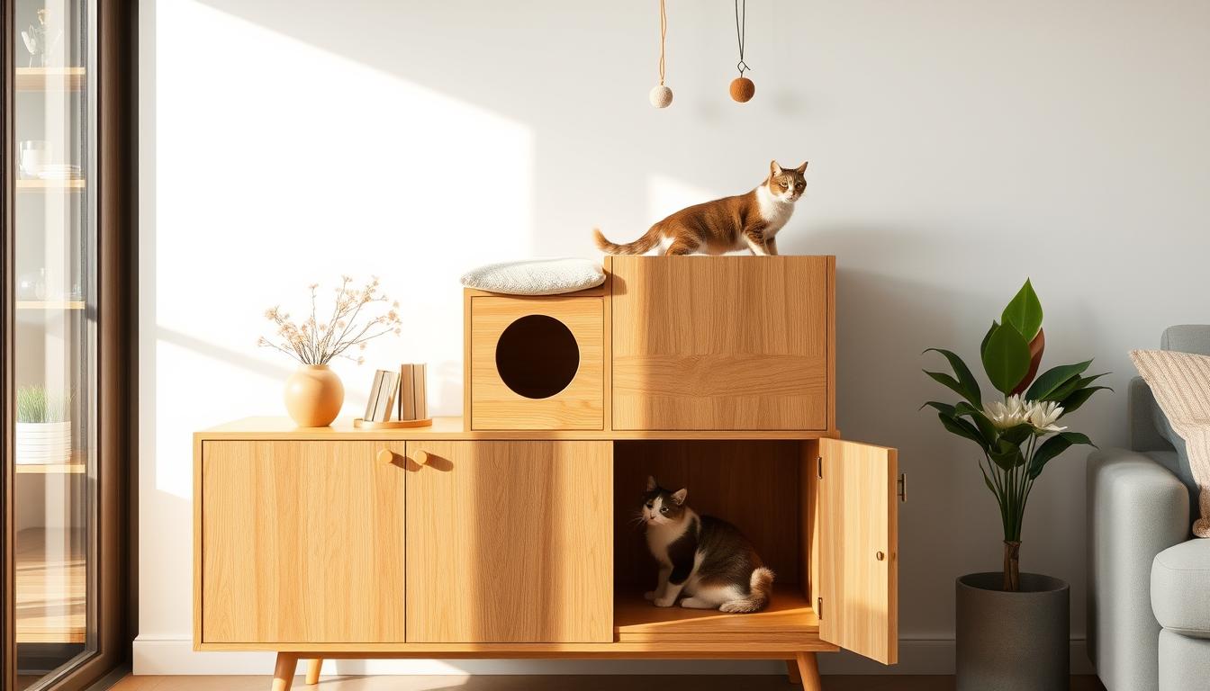 Luxury-heated-wooden-cat-house-for-indoor-cats