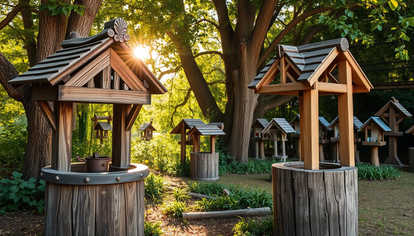 rustic-wooden-wishing-well-in-a-cottage-garden
