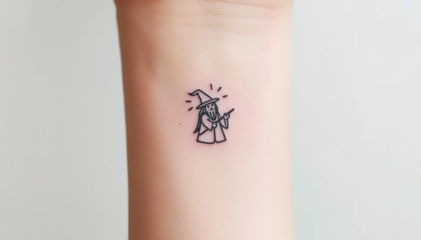 minimalist-wizard-hat-tattoo-for-arm