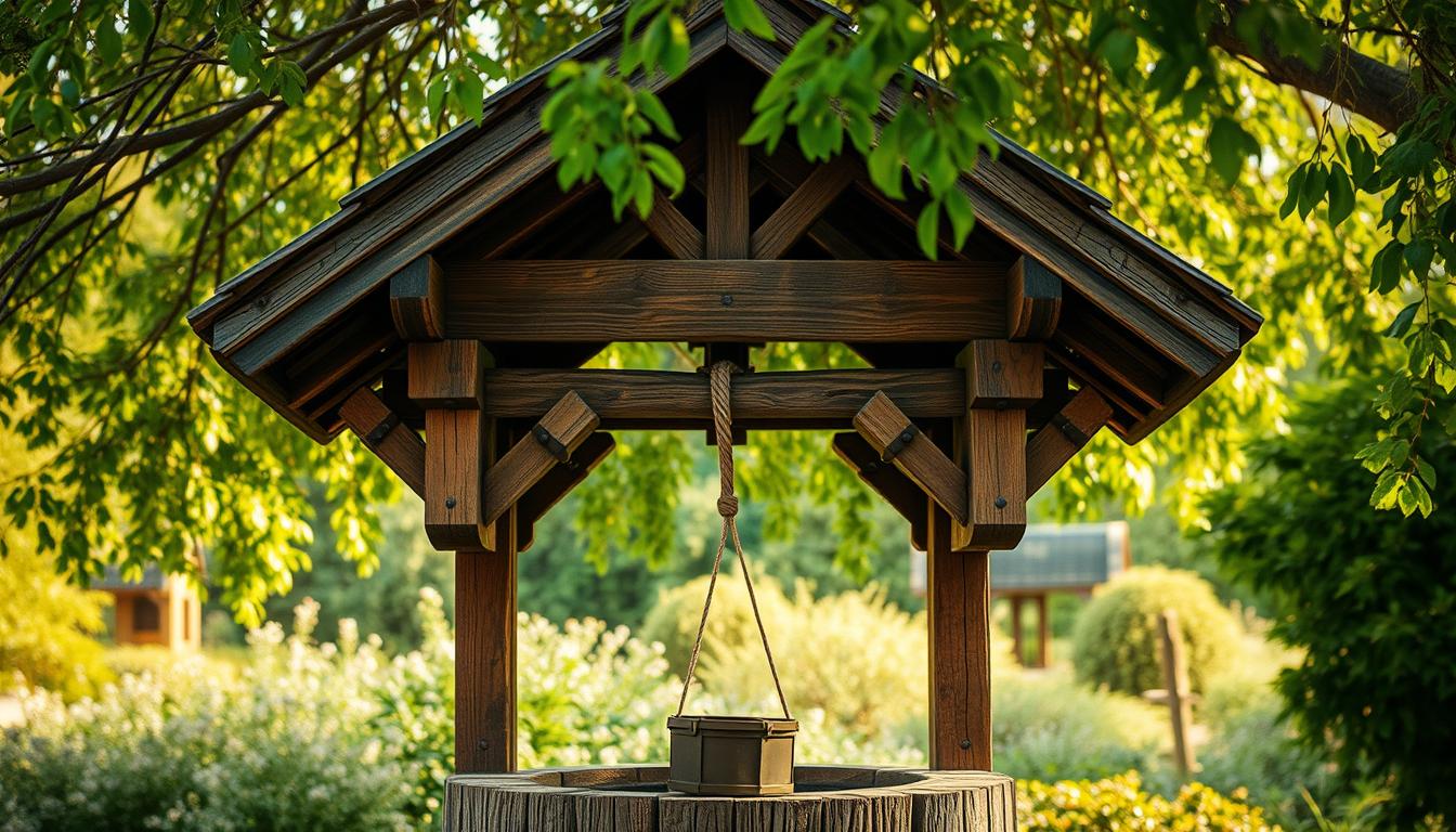 Hand-selected-cedar-planks-for-weather-resistant-wishing-well-construction