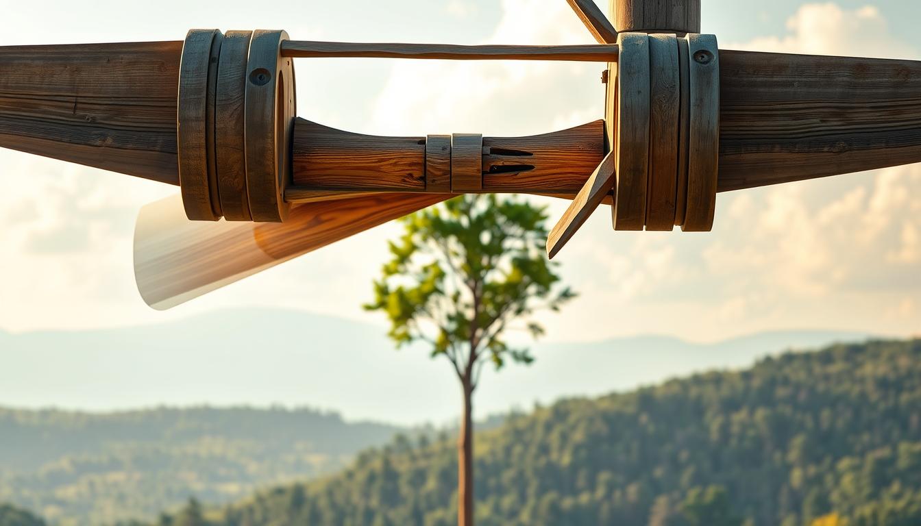 Protecting-wooden-windmill-base-with-outdoor-sealant-application