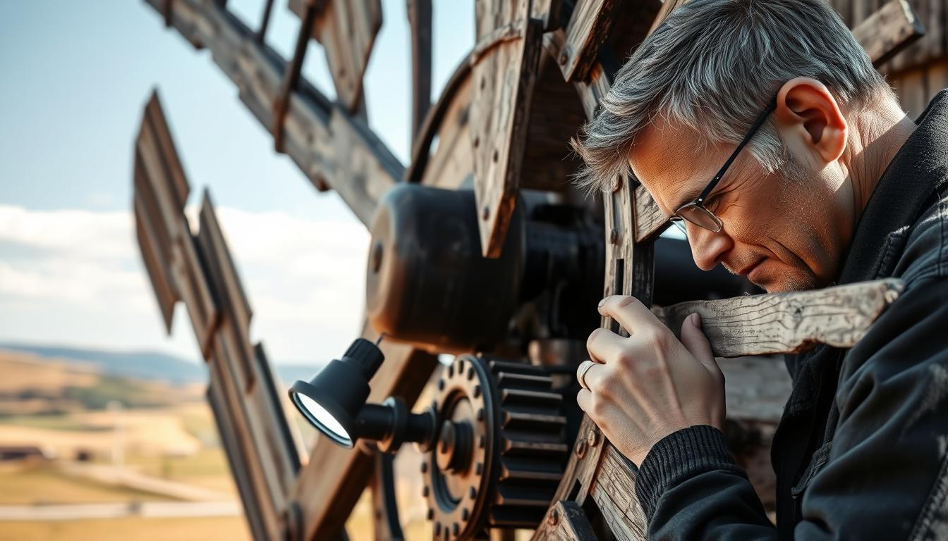 fixing-loose-blades-on-wooden-windmill