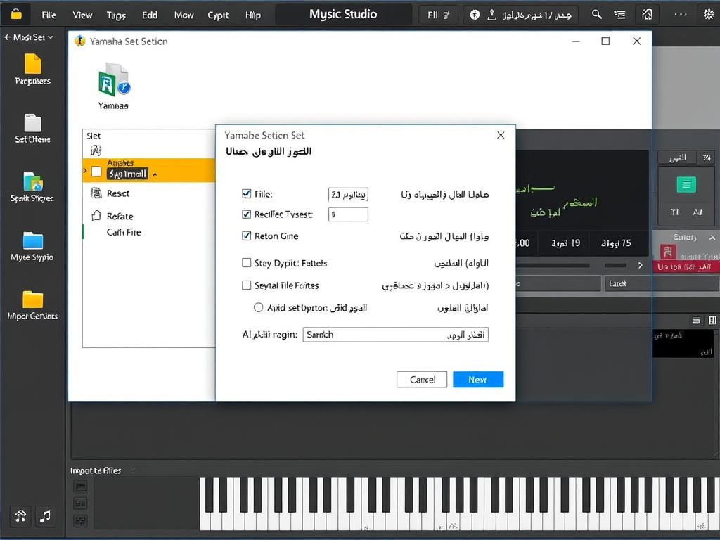 نافذة استيراد سيتات Yamaha في برنامج Music Studio