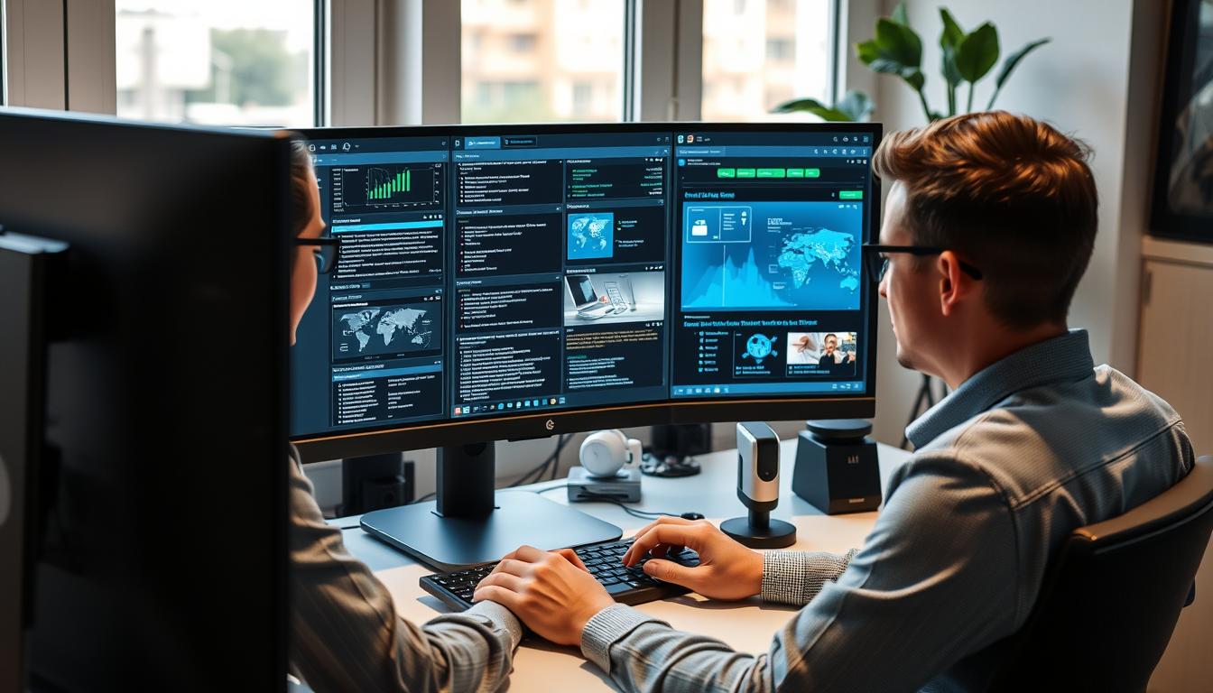Person using AI tools to complete various online tasks