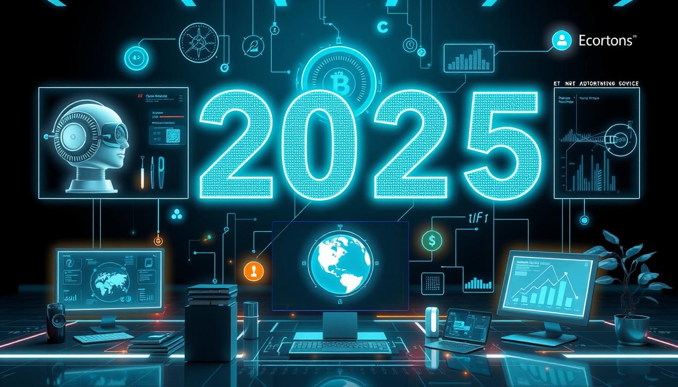 Futuristic visualization of 2025 online income trends