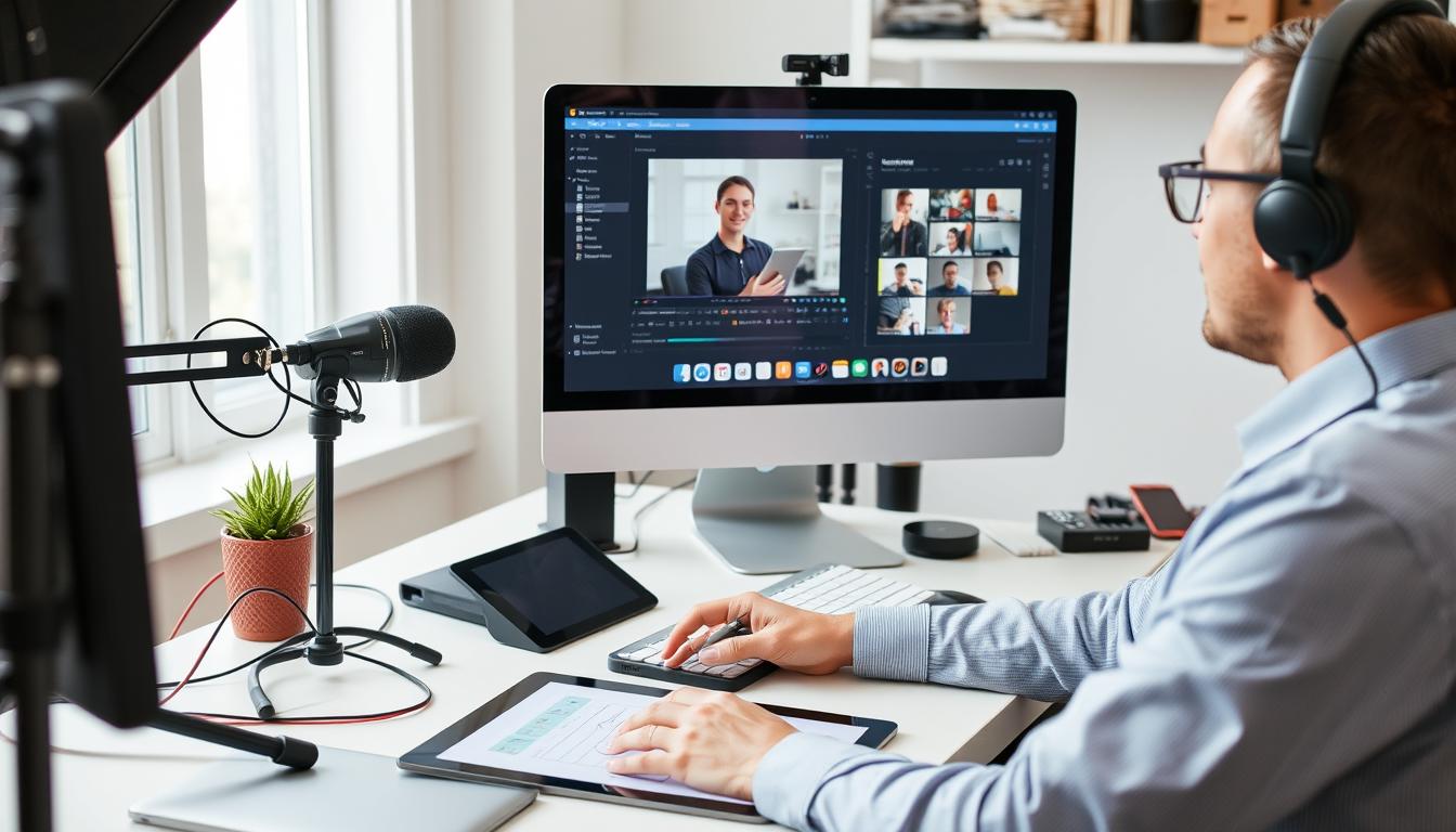 Person creating an online course with digital teaching tools