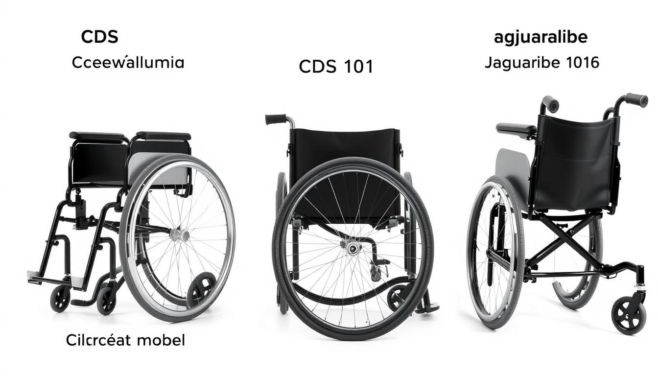 Comparação visual entre diferentes modelos de cadeiras de rodas