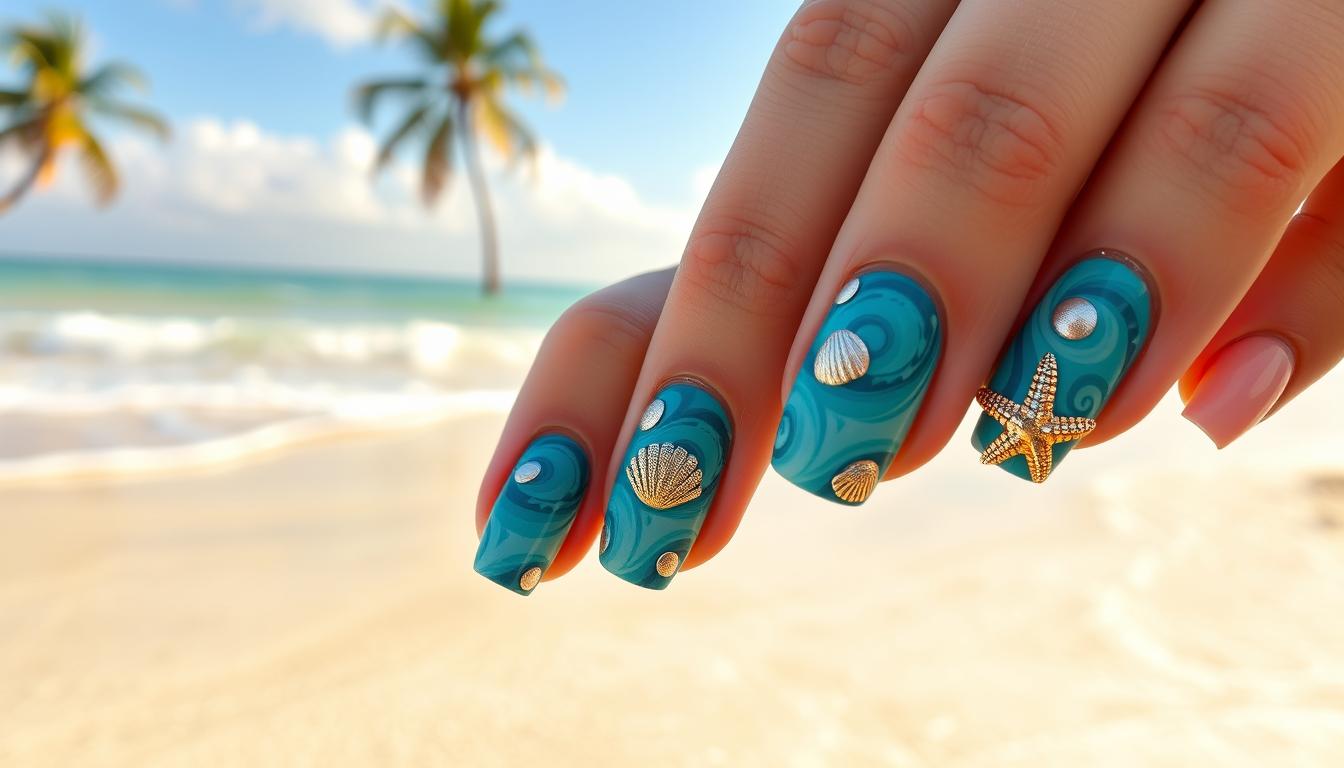 beach summer nails 2025