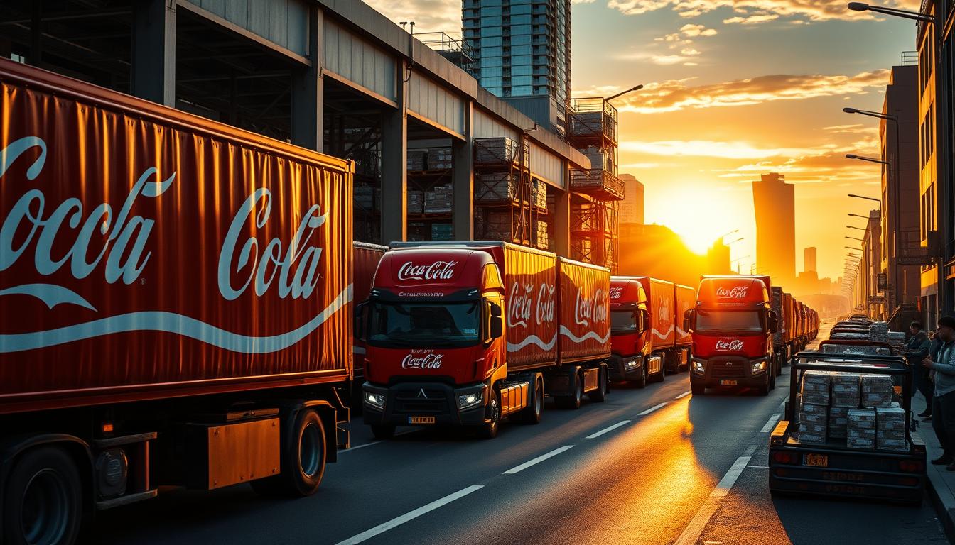 Equipo de transporte de Coca-Cola en acción