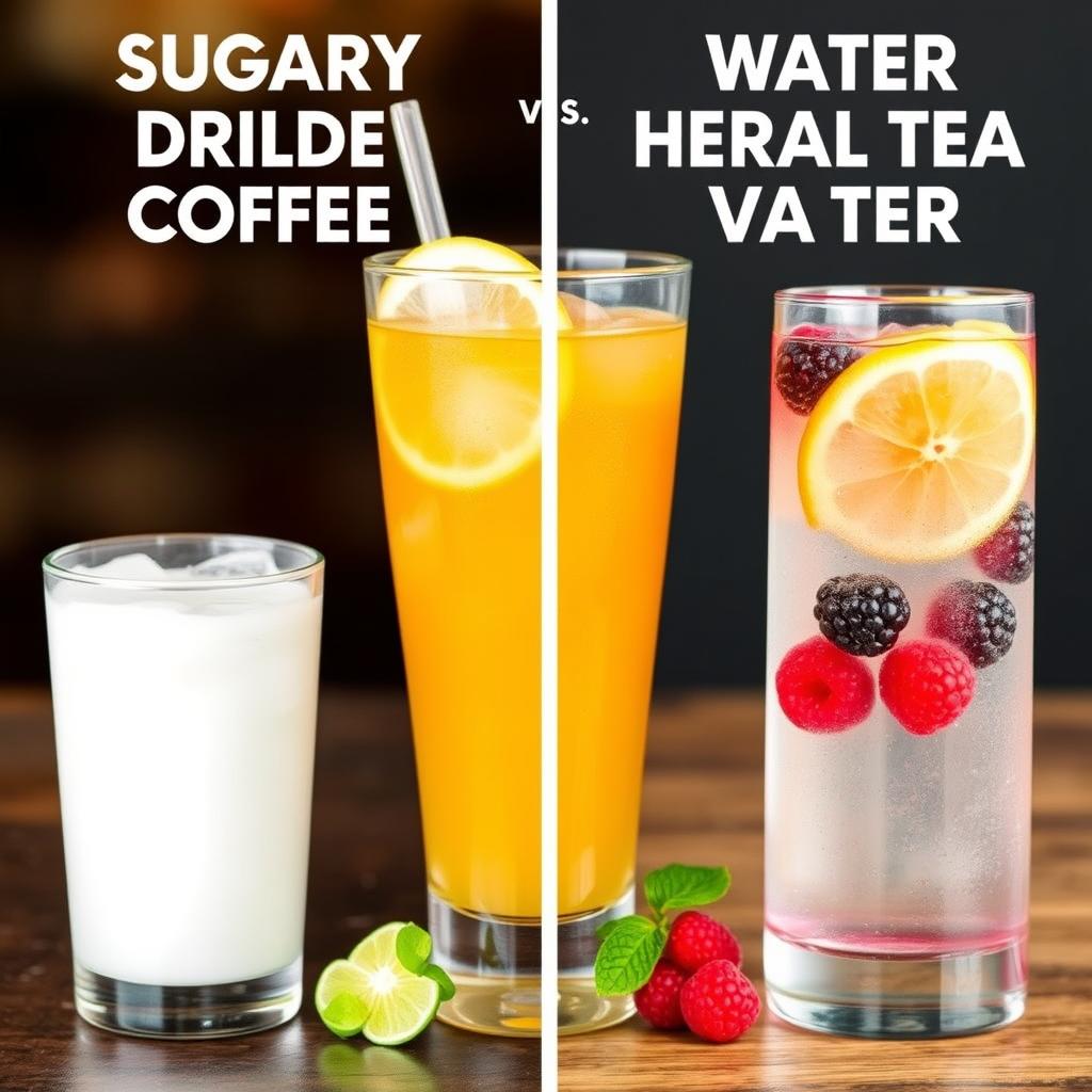 Healthy beverage options like water and herbal tea