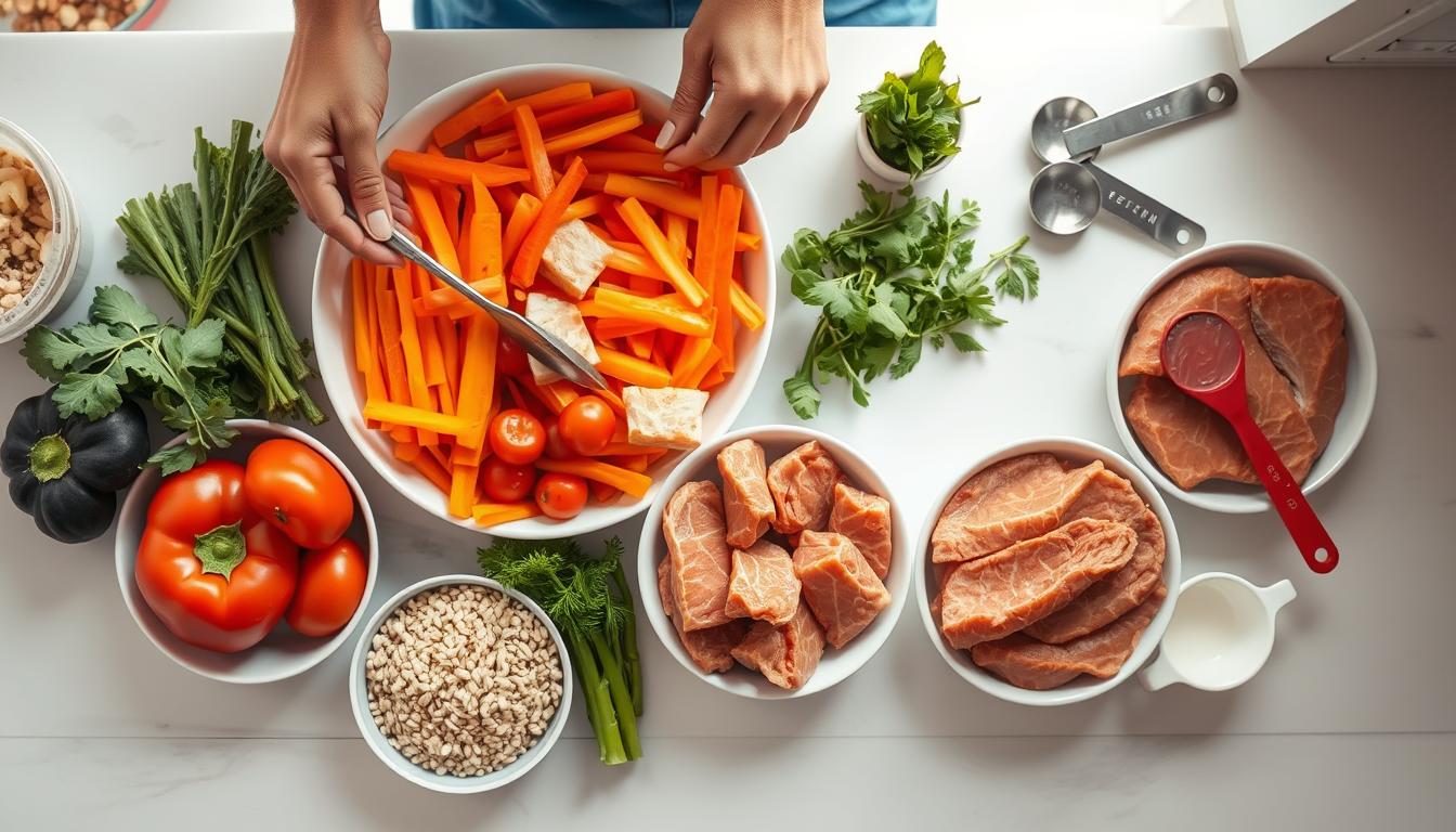Healthy meal preparation with low-sugar foods