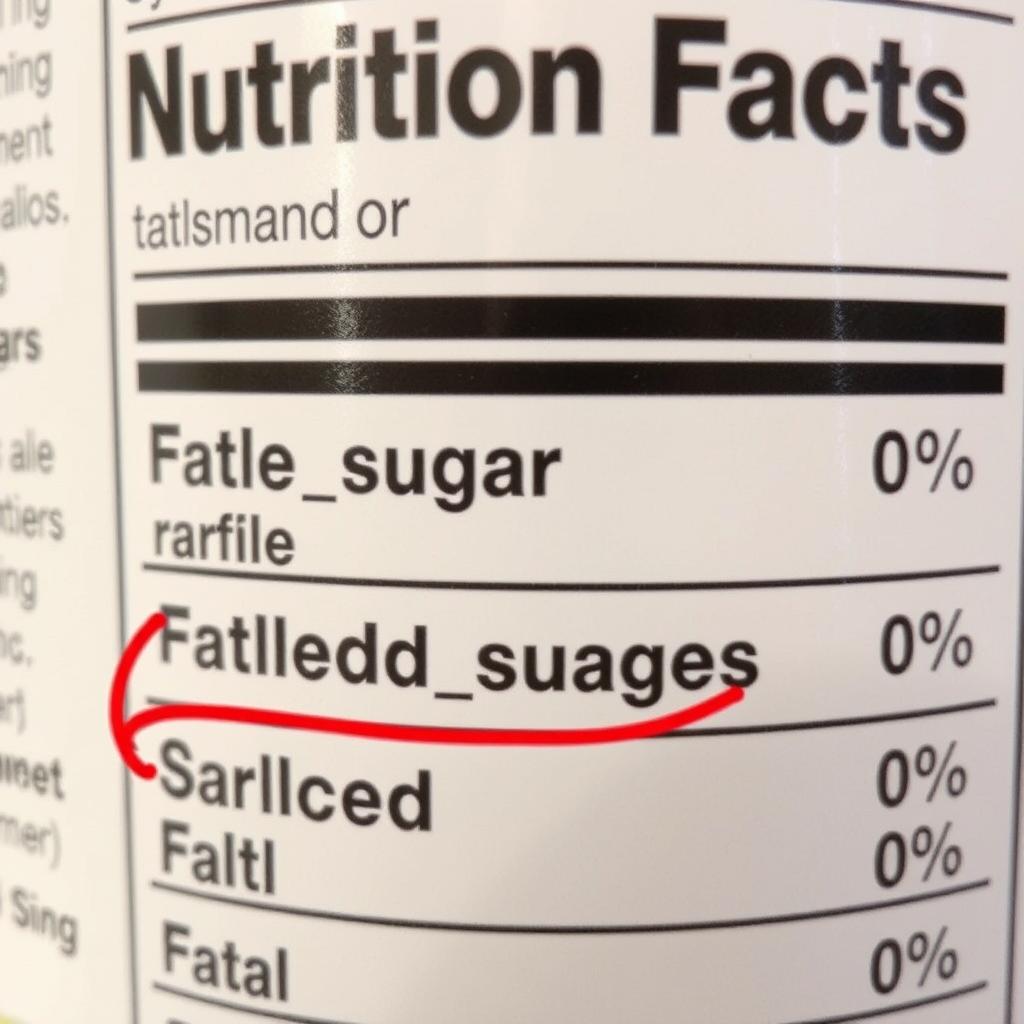 Food label highlighting sugar content