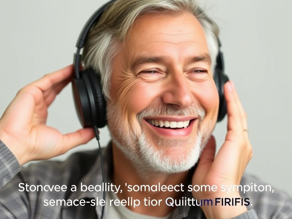 Person enjoying music with headphones showing Quietum Plus benefits for hearing